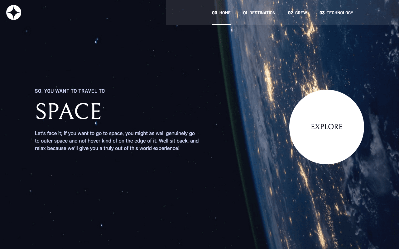 Space Tourism Website preview
